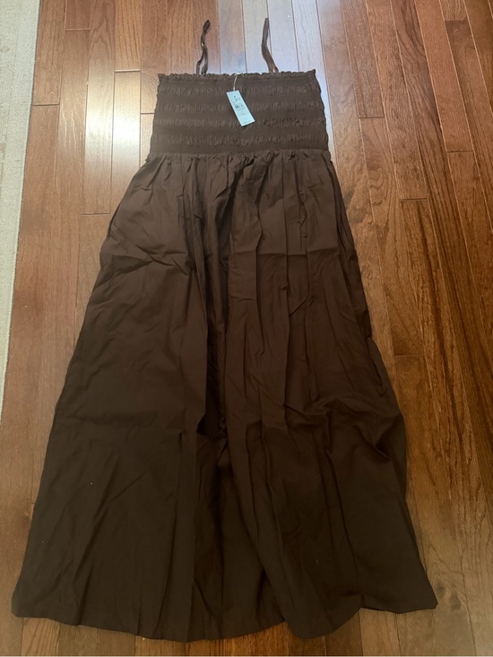 LOFT Dresses & Skirts - Loft Smocked Waist Brown Maxi Skirt with Spaghetti Straps